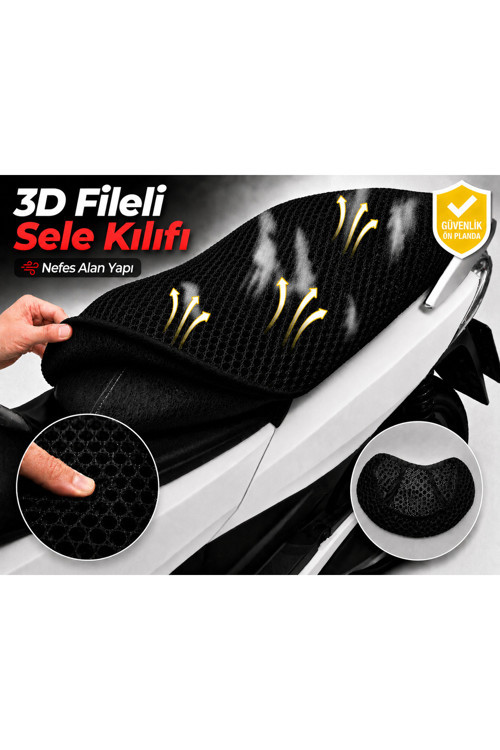 Ramzey 100 Cup Motosiklet Sele Kılıfı 3D Fileli Sele Kılıfı Nefes Alan Sele Koruma