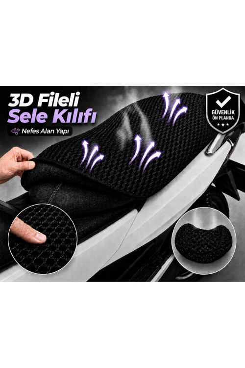 Kuba Reiz 100 Motosiklet Sele Kılıfı 3D Fileli Sele Kılıfı Nefes Alan Sele Koruma