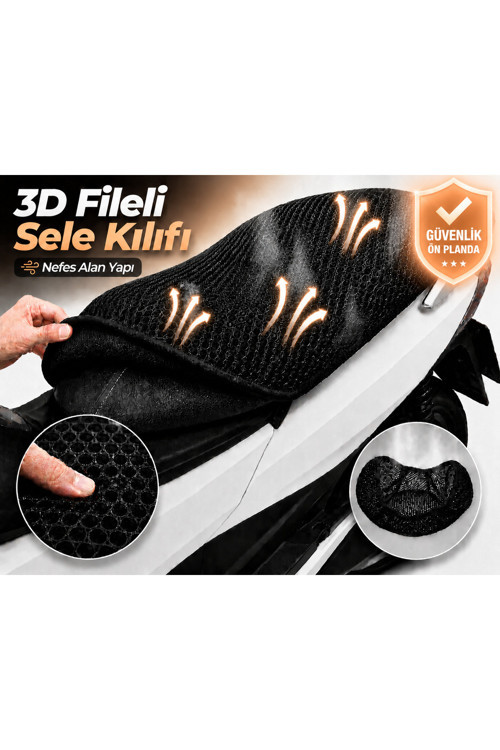 Motolx Rüzgar 50 Motosiklet Sele Kılıfı 3D Fileli Sele Kılıfı Nefes Alan Sele Koruma