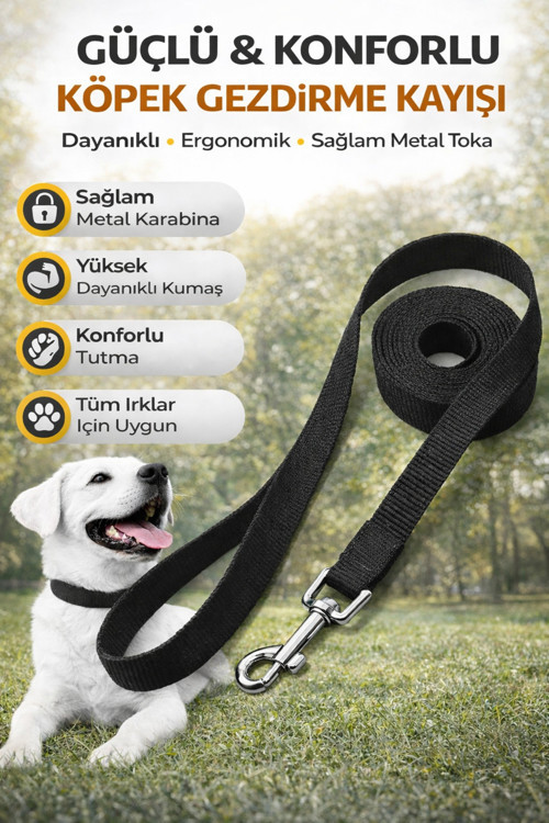 Köpek Gezdirme Kayışı Güçlü Metal Karabina Dayanıklı Konforlu Tasma Kayışı 3,5 metre