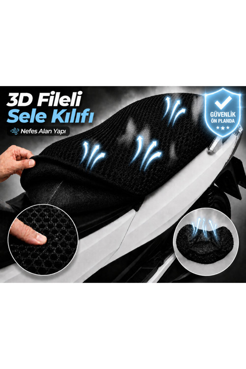 Motoran Wind 125 Motosiklet Sele Kılıfı 3D Fileli Sele Kılıfı Nefes Alan Sele Koruma