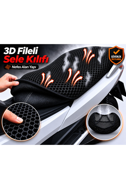 Mondial 50 Rio Motosiklet Sele Kılıfı 3D Fileli Sele Kılıfı Nefes Alan Sele Koruma
