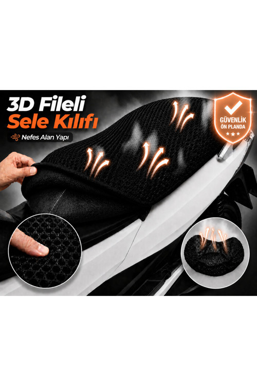 Suzuki Best 110 Motosiklet Sele Kılıfı 3D Fileli Sele Kılıfı Nefes Alan Sele Koruma