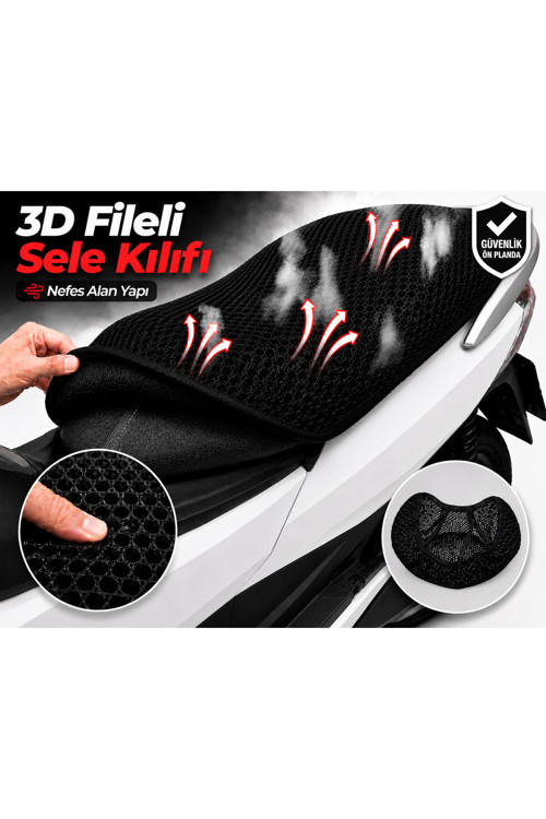 RKS SRT800SX Motosiklet Sele Kılıfı 3D Fileli Sele Kılıfı Nefes Alan Sele Koruma