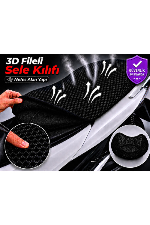 Salcano Astro 130 Motosiklet Sele Kılıfı 3D Fileli Sele Kılıfı Nefes Alan Sele Koruma