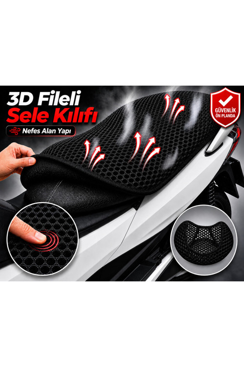 RKS Velloce 150 Motosiklet Sele Kılıfı 3D Fileli Sele Kılıfı Nefes Alan Sele Koruma