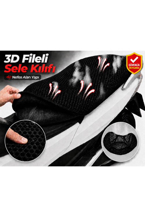 Arora Bravo 50 Motosiklet Sele Kılıfı 3D Fileli Sele Kılıfı Nefes Alan Sele Koruma