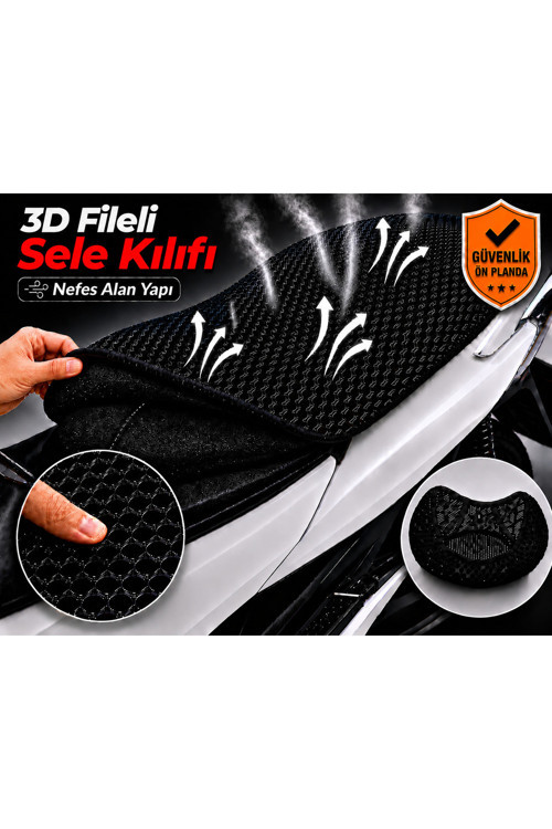 Aprilia SR Max 300 İ.E Motosiklet Sele Kılıfı 3D Fileli Sele Kılıfı Nefes Alan Sele Koruma