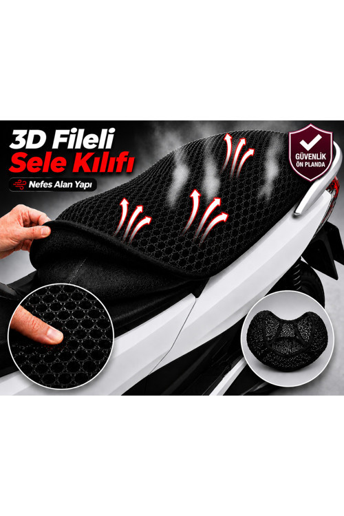 Kral Motor Rigil 125 Motosiklet Sele Kılıfı 3D Fileli Sele Kılıfı Nefes Alan Sele Koruma