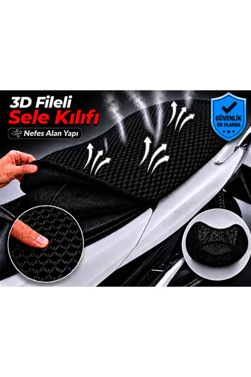 RMG Moto Gusto Spyder 100 Motosiklet Sele Kılıfı 3D Fileli Sele Kılıfı Nefes Alan Sele Koruma