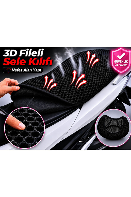 Yamaha RX 115 Motosiklet Sele Kılıfı 3D Fileli Sele Kılıfı Nefes Alan Sele Koruma