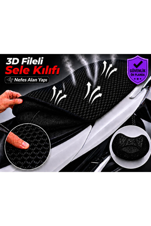 Falcon Techno 50 Motosiklet Sele Kılıfı 3D Fileli Sele Kılıfı Nefes Alan Sele Koruma