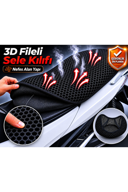 Honda SXR 50 Motosiklet Sele Kılıfı 3D Fileli Sele Kılıfı Nefes Alan Sele Koruma