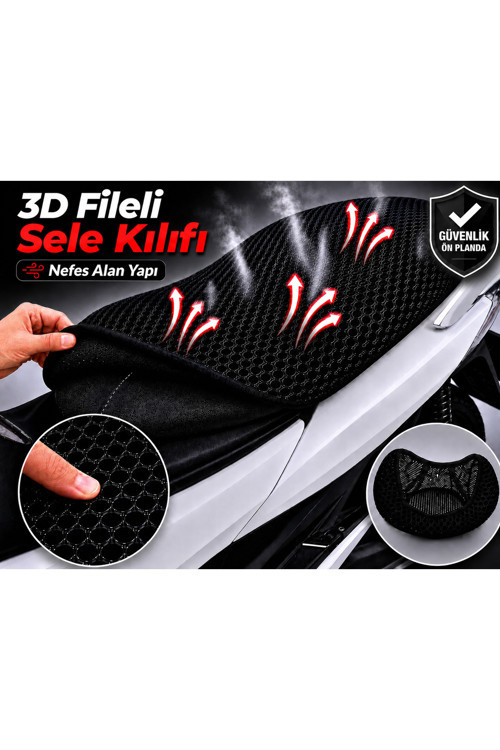 Yamaha Tmax 500 Motosiklet Sele Kılıfı 3D Fileli Sele Kılıfı Nefes Alan Sele Koruma