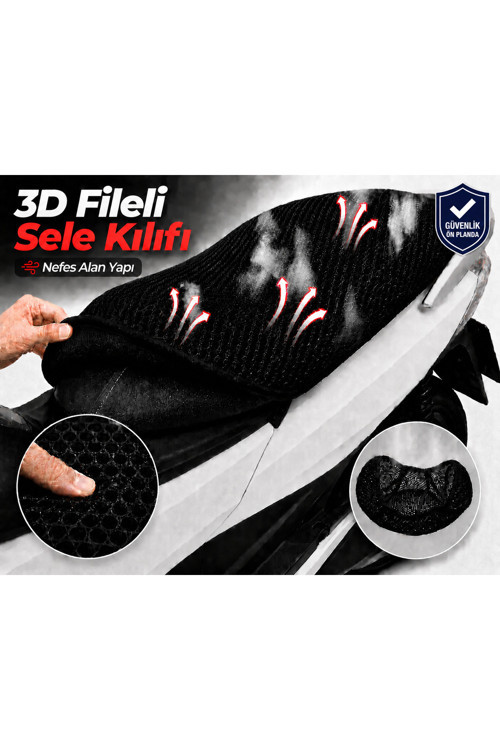 RKS Vieste 249 Motosiklet Sele Kılıfı 3D Fileli Sele Kılıfı Nefes Alan Sele Koruma