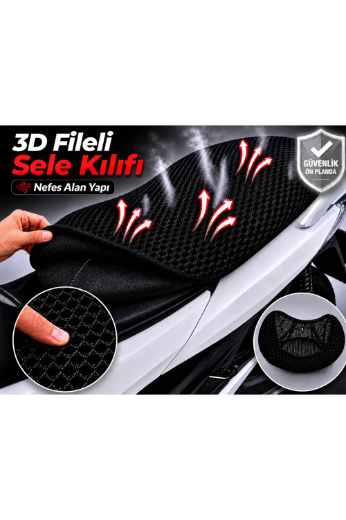 Ramzey RMZ 100-C Motosiklet Sele Kılıfı 3D Fileli Sele Kılıfı Nefes Alan Sele Koruma