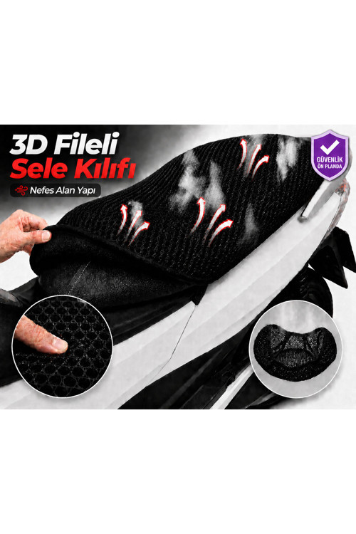 Kanuni Rokko 150 Motosiklet Sele Kılıfı 3D Fileli Sele Kılıfı Nefes Alan Sele Koruma