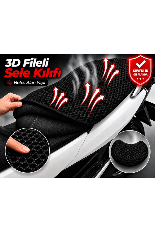 RKS 125N Motosiklet Sele Kılıfı 3D Fileli Sele Kılıfı Nefes Alan Sele Koruma
