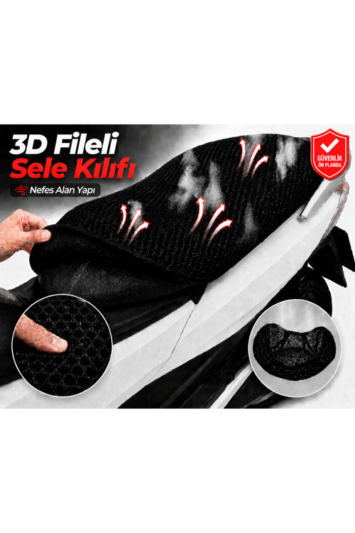 Honda SH 300 Motosiklet Sele Kılıfı 3D Fileli Sele Kılıfı Nefes Alan Sele Koruma