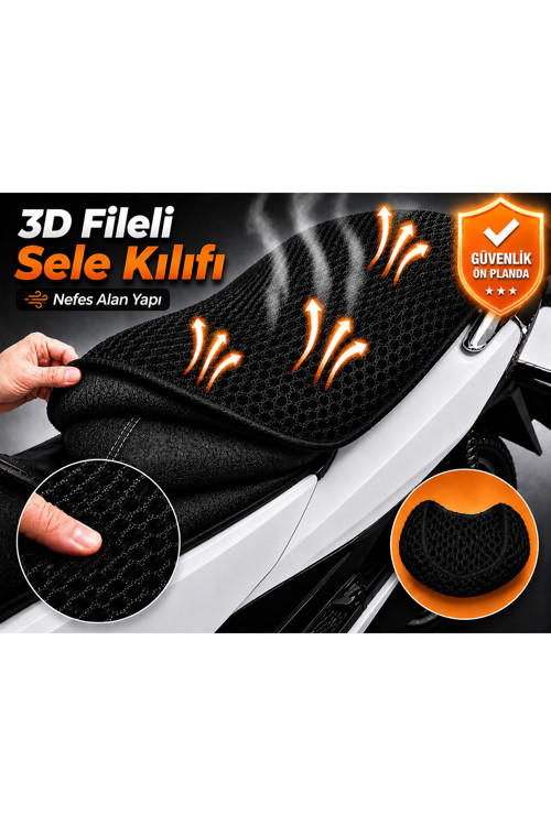 RMG Moto Gusto Rikko Motosiklet Sele Kılıfı 3D Fileli Sele Kılıfı Nefes Alan Sele Koruma