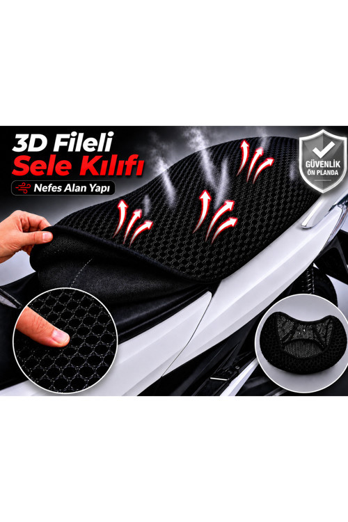 Ramzey QM 250 Motosiklet Sele Kılıfı 3D Fileli Sele Kılıfı Nefes Alan Sele Koruma