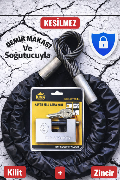 10 mm 2 Metre Kesilmez Motorsiklet Zincir Kilit | Güçlü Motor Kilidi ve Hırsızlık Önleyici