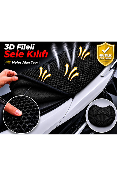 Mondial 50 Revival 1 Motosiklet Sele Kılıfı 3D Fileli Sele Kılıfı Nefes Alan Sele Koruma