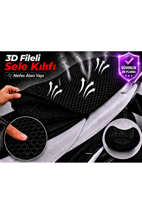 Kuba Rainbow Motosiklet Sele Kılıfı 3D Fileli Sele Kılıfı Nefes Alan Sele Koruma