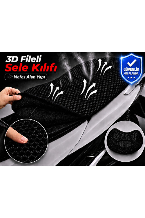 RKS Jaguar 100 Motosiklet Sele Kılıfı 3D Fileli Sele Kılıfı Nefes Alan Sele Koruma