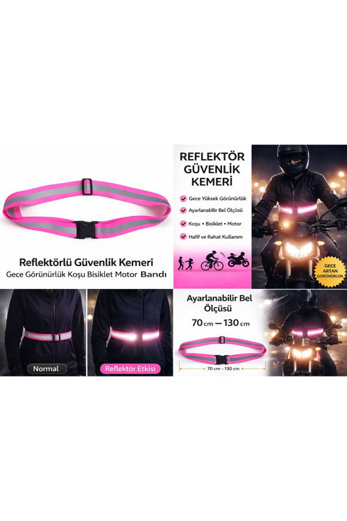 pembe Pratik Reflektör Kemer Ayarlanabilir Gece Görünürlük Koşu Bisiklet Motor Güvenlik