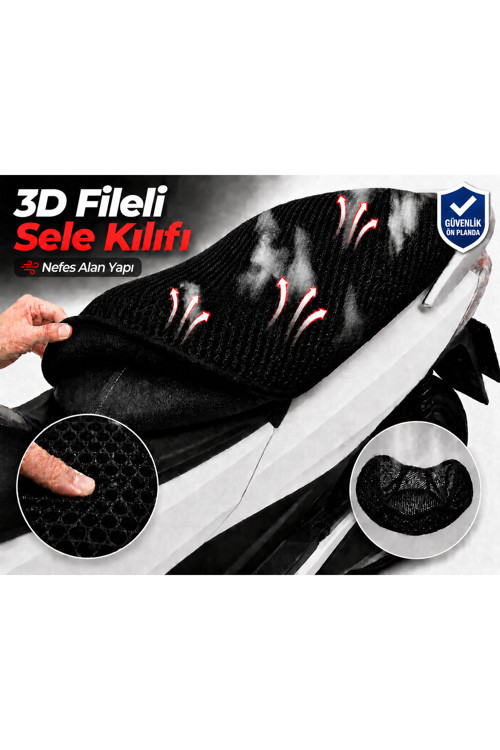Kymco Ak 550 Motosiklet Sele Kılıfı 3D Fileli Sele Kılıfı Nefes Alan Sele Koruma