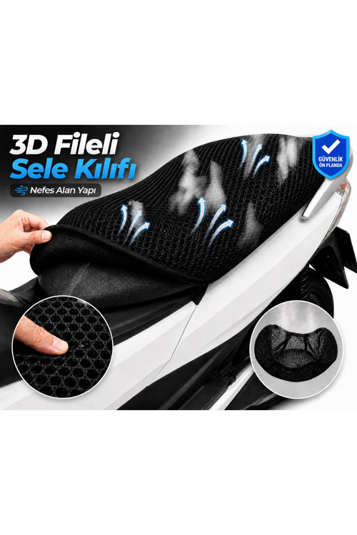 Motoran Fabio 150 Motosiklet Sele Kılıfı 3D Fileli Sele Kılıfı Nefes Alan Sele Koruma