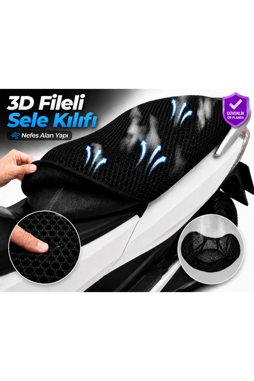Kuba Matrix 125 Motosiklet Sele Kılıfı 3D Fileli Sele Kılıfı Nefes Alan Sele Koruma