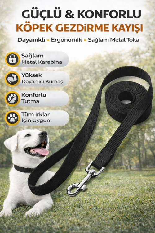 Köpek Gezdirme Kayışı Güçlü Metal Karabina Dayanıklı Konforlu Tasma Kayışı 7 metre