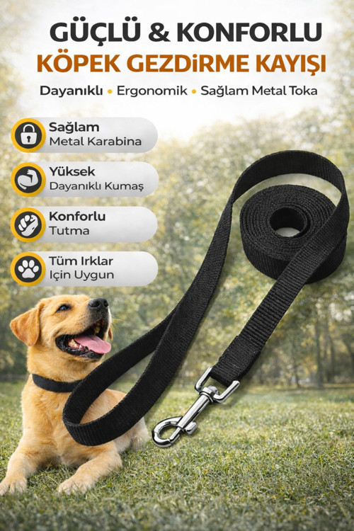 Köpek Gezdirme Kayışı Güçlü Metal Karabina Dayanıklı Konforlu Tasma Kayışı 6 metre