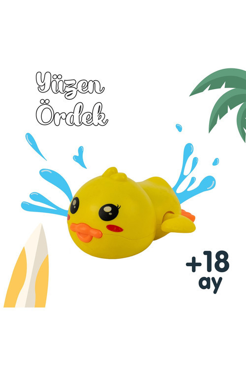 Yüzen Ördek Kurmalı Bebek Banyo Su Oyuncağı 15 cm 18 Ay+