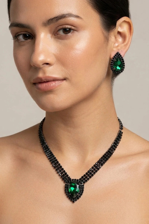 DAMLA ZİRKON TAŞLI ABİYE KOLYE KÜPE SET