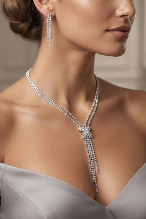 ZİRKON TAŞLI ABİYE KOLYE KÜPE SET