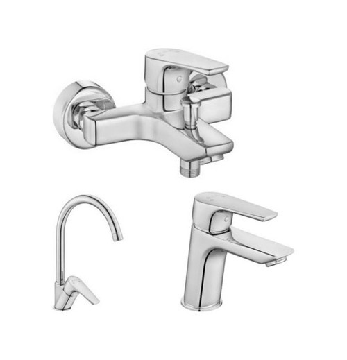 . Niobe 3'lü Batarya Seti 482 Banyo + 053 Lavabo + 098 Eviye Krom