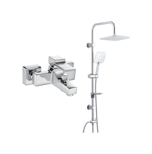 . Caro Banyo Bataryası+t-may Banyo Çamlıca Kare Tepe Duş Takımı Seti - Krom - Paslanmaz