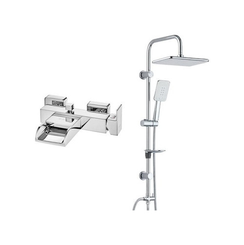 . Natura Banyo Bataryası+t-may Banyo Çınar Dikdörtgen Tepe Duş Takımı Seti - Krom - Paslanmaz