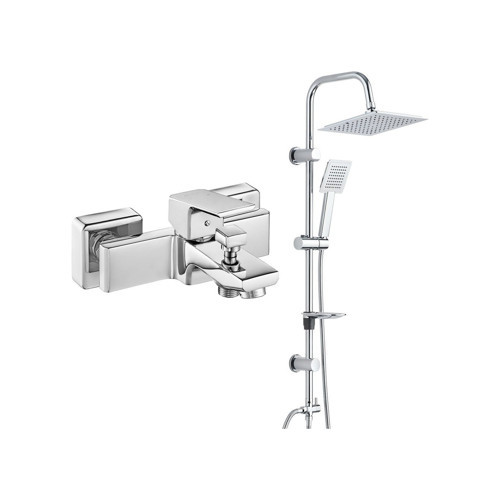 . Tiera Banyo Bataryası+t-may Banyo Çam Kare Tepe Duş Takımı Seti - Krom - Paslanmaz
