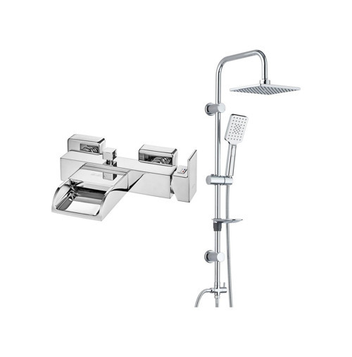 . Natura Banyo Bataryası+t-may Banyo Belen Dikdörtgen Tepe Duş Takımı Seti - Krom - Paslanmaz