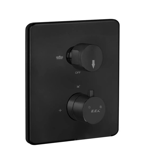 . Termostatik Ankastre Banyo/ Duş Bataryası Sıva Üstü Grubu - 2 Yollu - Mat Siyah - 102167215c1-kde Mat - Siyah