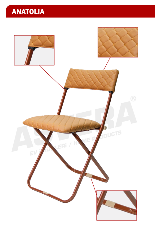 Anatolia Krem Katlanabilir Çelik Sandalye Mutfak Balkon Sandalyesi