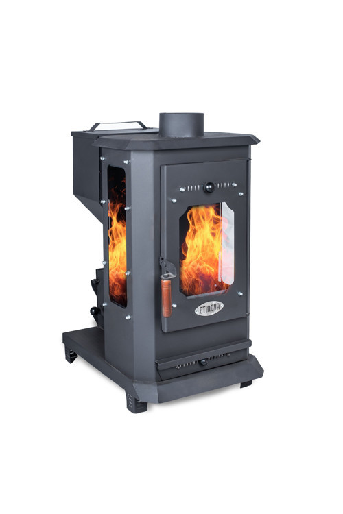 Ember İF-09 Odun ve Pelet Yakan Fırınsız Şömine Tipi Soba 3 Camlı Sekizgen