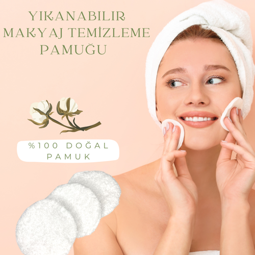 Yıkanabilir Makyaj Temizleme Pamuğu %100 Pamuk (3 Adet)