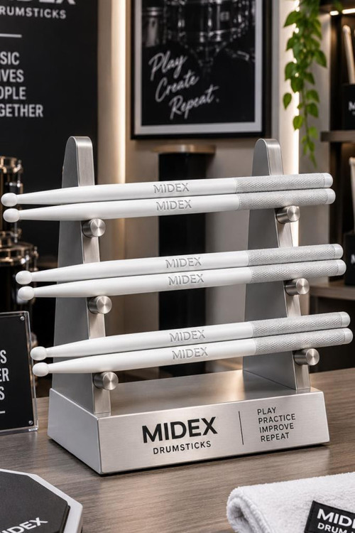 GFK-801WH-3X 5A Bateri Baget Kırılmaz Polyemid Beyaz Renk Davul Bageti 5A Drumsticks 6 Adet (3 Çift)