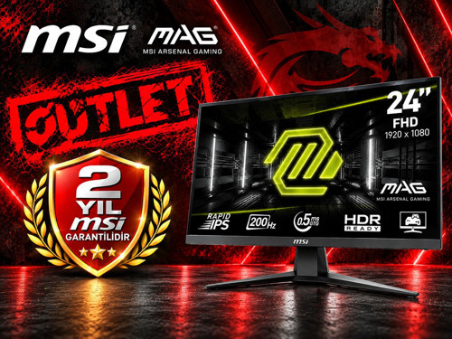 MAG 244F 23.8″ 1920x1080 (FHD) RAPID IPS FLAT 200Hz 0.5Ms FreeSync Premium Gaming Monitör