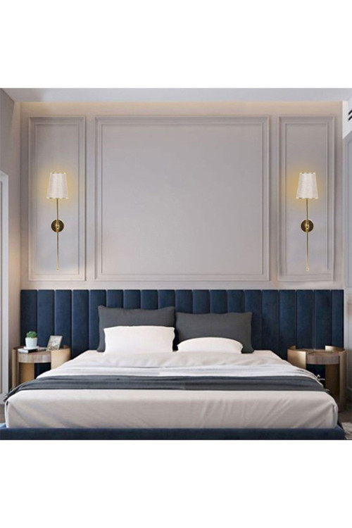 ZEN Pilli Gold Rengi Bej Renk Gold Şeritli Şapkalı Ledli Aplik | Modern Şapkalı Aydınlatma | Salon, Yatak Odası, Antre